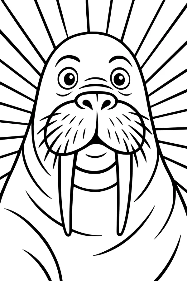 Free Walrus Coloring Page - Smiling Walrus With Long Tusks (Printable PDF)