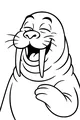 Free Walrus Coloring Page - Laughing Cartoon Walrus With Big Tusks (Printable PDF)