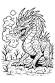 Free Dragon Coloring Page - Spiky Dragon Breathing Smoke (Printable PDF)