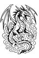 Free Dragon Coloring Page - Roaring Wings in Swirling Smoke (Printable PDF)