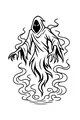 Free Demon Coloring Page - Hooded Spirit in Swirling Smoke (Printable PDF)