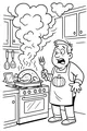 Free Thanksgiving Turkey Coloring Page - Smoky Kitchen Cooking Scene (Printable PDF)