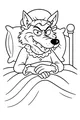 Free Wolf Coloring Page - Fairy-Tale Wolf in Granny's Bed (Printable PDF)