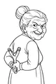 Free Grandma Coloring Page - Mischievous Elderly Lady With Slingshot (Printable PDF)