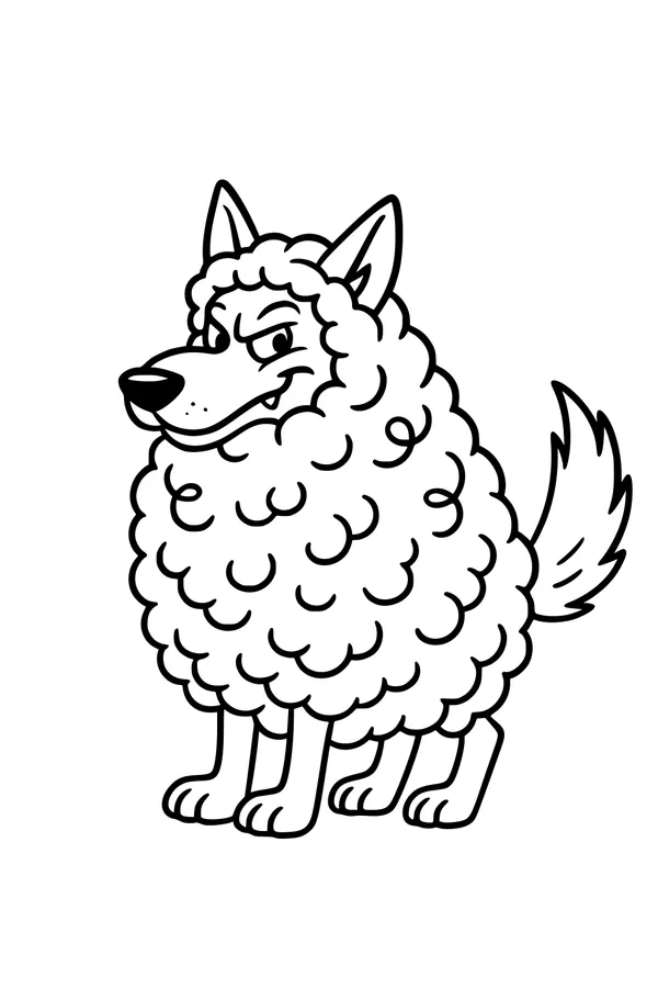 Free Wolf Coloring Page - Trickster in Sheep's Clothing (Printable PDF)