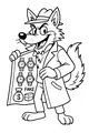 Free Wolf Coloring Page - Sneaky Street Vendor in Trench Coat (Printable PDF)