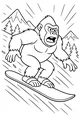 Free Gorilla Coloring Page - Snowboarding Down a Snowy Mountain (Printable PDF)