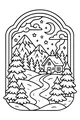 Free Christmas Cabin Coloring Page - Snowy Moonlit Mountain Trail (Printable PDF)