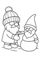 Free Gnome Coloring Page - Winter Gnomes Helping in the Snow (Printable PDF)