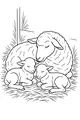 Free Sheep Coloring Page - Mother Sheep Naptime With Lambs (Printable PDF)