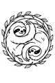 Free Sloth Coloring Page - Snuggly Sloths in Leafy Circle (Printable PDF)