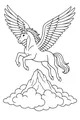 Free Pegasus Coloring Page - Winged Horse Above Mountain Clouds (Printable PDF)