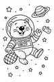 Free Beaver Coloring Page - Astronaut Beaver Floating in Space (Printable PDF)