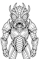 Free Alien Coloring Page - Armored Insectoid Space Guardian (Printable PDF)