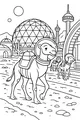 Free Camel Coloring Page - Space Helmets in a Futuristic Desert City (Printable PDF)