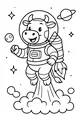 Free Cow Coloring Page - Astronaut Rocket Cow in Outer Space (Printable PDF)