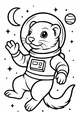 Free Ferret Coloring Page - Space Ferret in a Spacesuit (Printable PDF)