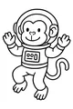 Free Monkey Coloring Page - Smiling Space Astronaut Monkey (Printable PDF)