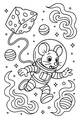 Free Mouse Coloring Page - Space Mouse With Cheese Kite (Printable PDF)