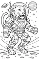Free Panther Coloring Page - Astronaut Panther Walking on the Moon (Printable PDF)