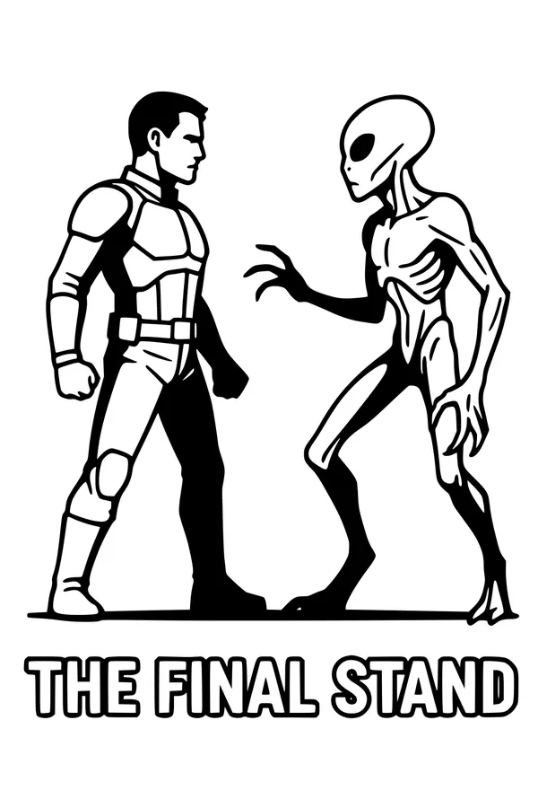 Free Alien And Astronaut Coloring Page - Final Stand Showdown (Printable PDF)
