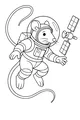 Free Rat Coloring Page - Space Explorer Floating by Satellite (Printable PDF)