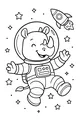 Free Rhino Coloring Page - Astronaut Rhino Floating in Space (Printable PDF)