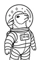 Free Sheep Coloring Page - Cute Space Sheep in Astronaut Suit (Printable PDF)