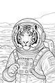 Free Tiger Coloring Page - Astronaut Tiger on Alien Landscape (Printable PDF)