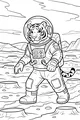 Free Tiger Coloring Page - Astronaut Explorer on Rocky Planet (Printable PDF)