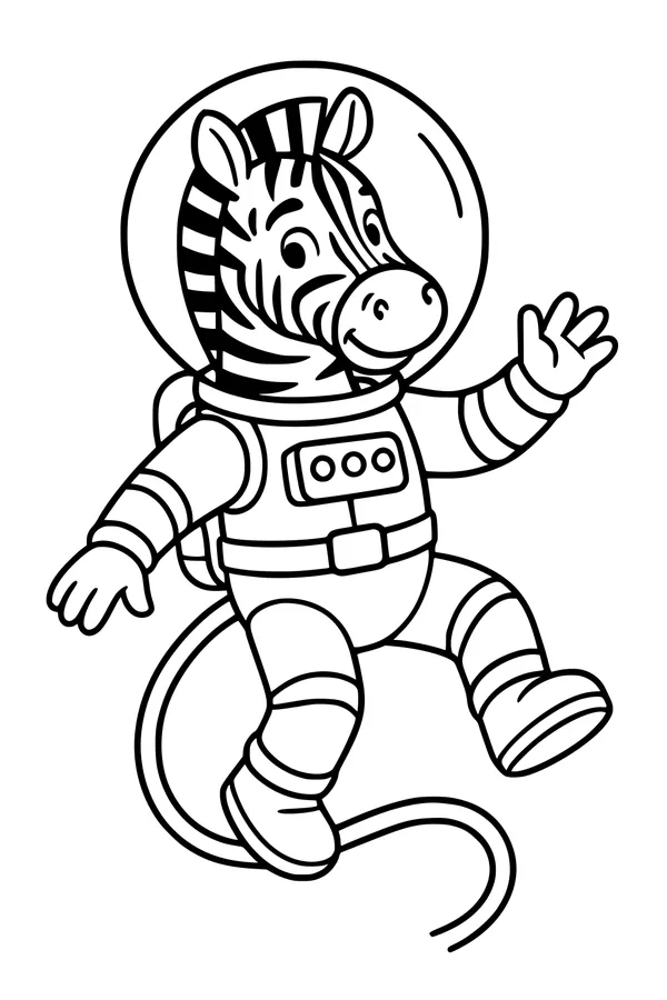 Free Zebra Astronaut Coloring Page - Floating in Space (Printable PDF)