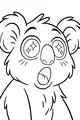 Free Koala Coloring Page - Sparkly-Eyed Koala Boy in Surprise (Printable PDF)