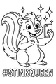 Free Skunk Coloring Page - Sparkling Selfie Stink Queen (Printable PDF)