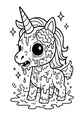 Free Zombie Unicorn Coloring Page - Sparkly Slime Halloween Cartoon (Printable PDF)
