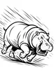 Free Hippopotamus Coloring Page - Roaring Running Hippo (Printable PDF)