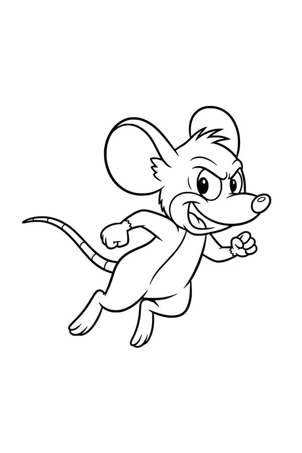 Free Mouse Coloring Page - Speedy Cartoon Mouse Running (Printable PDF)