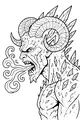 Free Demon Coloring Page - Horned Grumblehorn Breathing Swirling Smoke (Printable PDF)