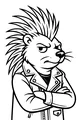Free Porcupine Coloring Page - Rock Star Attitude in Leather Jacket (Printable PDF)