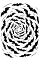Free Bat Coloring Page - Spiral Swirl of Flying Bats (Printable PDF)