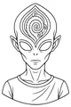Free Alien Coloring Page - Spiral Forehead Portrait (Printable PDF)