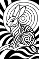 Free Rabbit Coloring Page - Swirly Bunny in a Bright Meadow (Printable PDF)