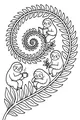 Free Sloth Coloring Page - Cozy Sloths on Spiraled Fern Leaf (Printable PDF)
