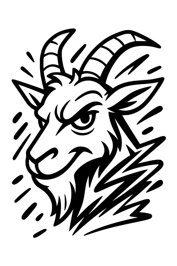 Free Goat Coloring Page - Majestic Horned Mountain King (Printable PDF)