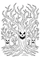 Free Haunted Forest Coloring Page - Spooky Jack-O-Lantern Trees (Printable PDF)