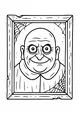Free Halloween Portrait Coloring Page - Bald Man With Big Eyes in Cobwebbed Frame (Printable PDF)