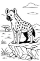 Free Hyena Coloring Page - Spotted Hyena on Savanna Rock (Printable PDF)