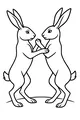 Free Hare Coloring Page - Playful Springtime Dance-Off (Printable PDF)