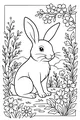 Free Rabbit Coloring Page - Sunny Meadow Blossoms Scene (Printable PDF)