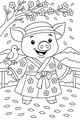 Free Piglet Coloring Page - Flower Kimono Garden Stroll (Printable PDF)