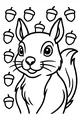 Free Squirrel Coloring Page - Happy Bushy-Tailed Friend With Acorns (Printable PDF)